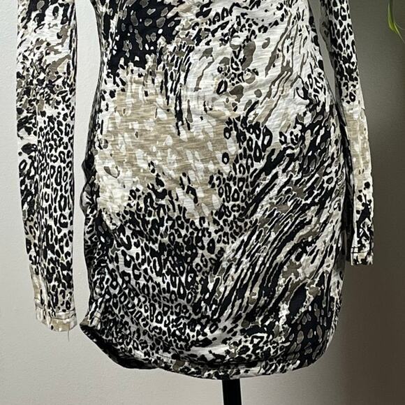 Miss Etam Brown Animal Print Long Sleeve Mini Dress/Top Size Small - Picture 3 of 10